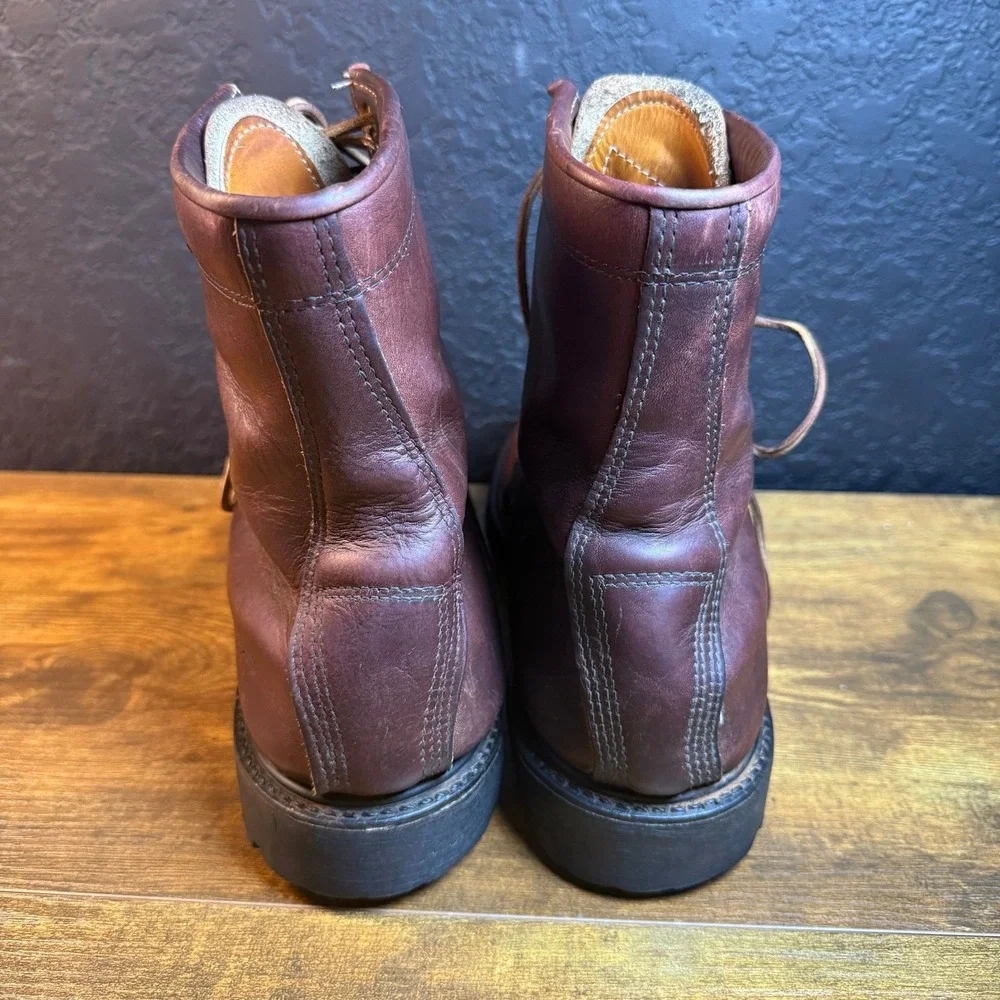 Herman Survivors Vintage Brown Leather Moc Toe‎ Vibram Work Boots Mens 10